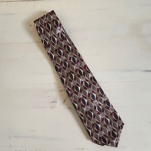 Ferrell Reed Von Maur Silk Tie Blue|Gold Abstract | Handmade Collection | Silk